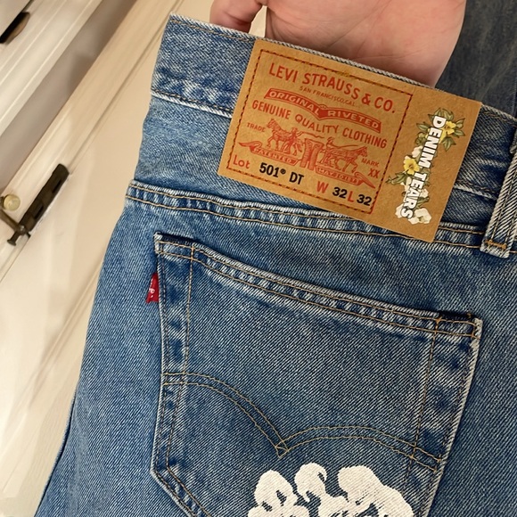 Denim Tears Levi blue flower jeans size 32 like new worn one time - Picture 5 of 7